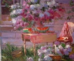 Garden oil painting
