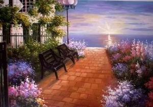Garden oil painting