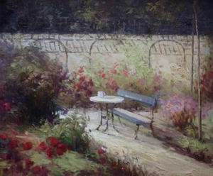 Garden oil painting