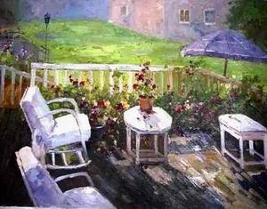 Garden oil painting