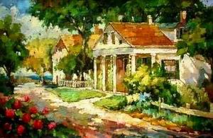 Garden oil painting