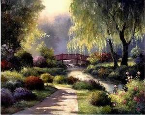 Garden oil painting