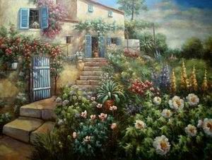 Garden oil painting