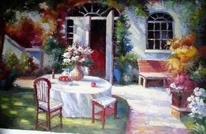 Garden oil painting