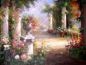 Garden oil painting