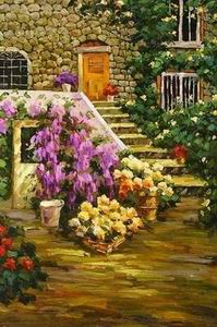 Garden oil painting