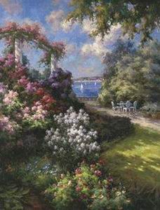 Garden oil painting