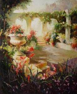 Garden oil painting