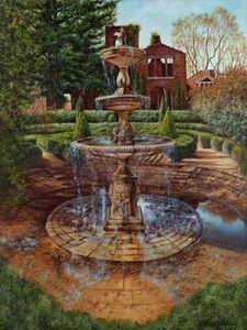 Garden oil painting