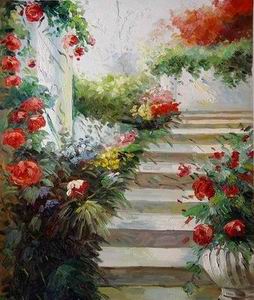 Garden oil painting