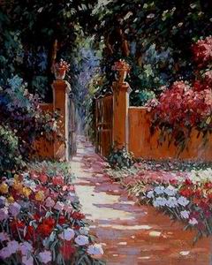 Garden oil painting