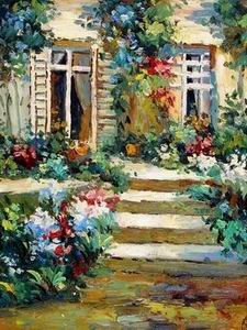 Garden oil painting