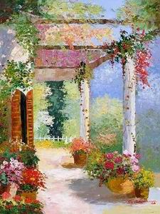 Garden oil painting