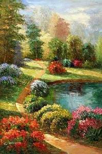 Garden oil painting