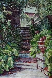 Garden oil painting
