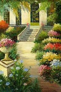 Garden oil painting