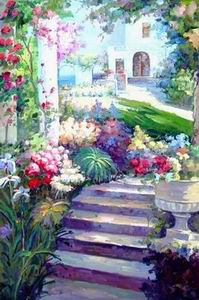 Garden oil painting