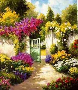 Garden oil painting