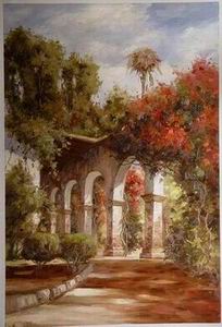 Garden oil painting