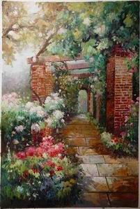 Garden oil painting
