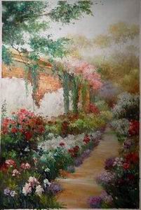 Garden oil painting