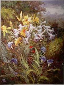 Garden oil painting
