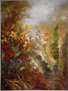 Garden oil painting