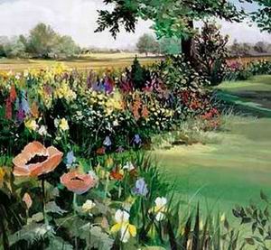 Garden oil painting
