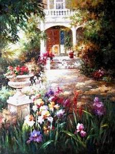 Garden oil painting