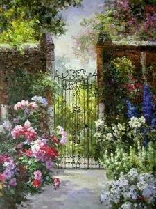 Garden oil painting