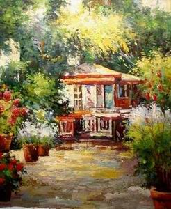 Garden oil painting