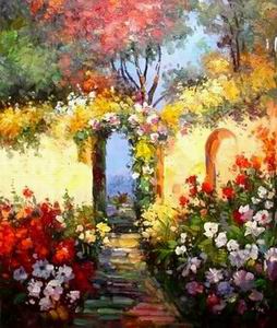 Garden oil painting