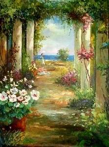 Garden oil painting