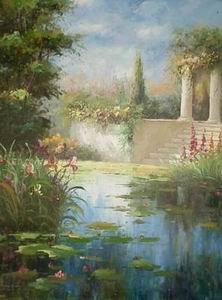 Garden oil painting