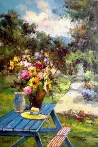 Garden oil painting