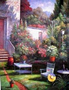 Garden oil painting