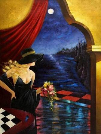 Cityscape oil painting