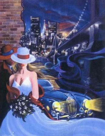 Cityscape oil painting