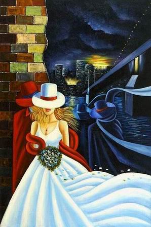 Cityscape oil painting