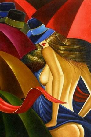 Cityscape oil painting