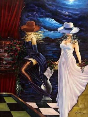 Cityscape oil painting