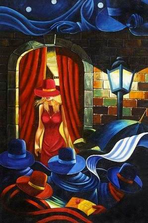 Cityscape oil painting