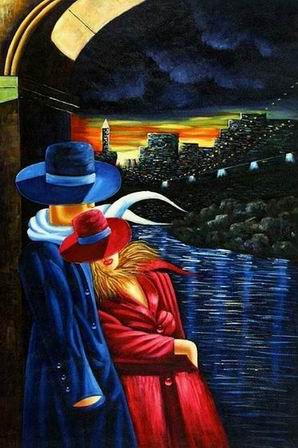 Cityscape oil painting