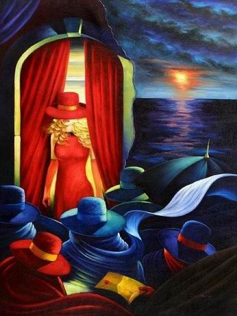 Cityscape oil painting