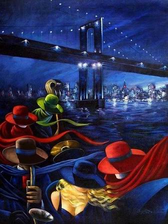 Cityscape oil painting