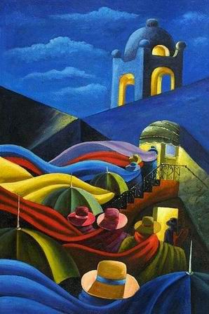 Cityscape oil painting