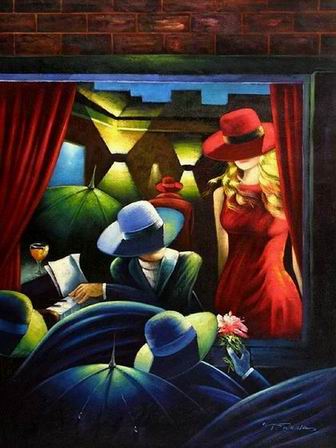 Cityscape oil painting