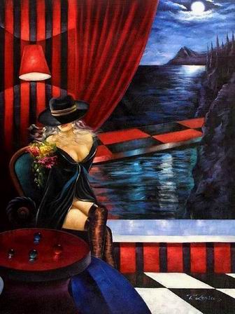 Cityscape oil painting