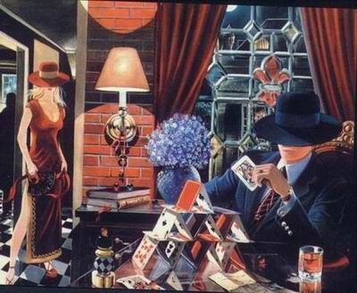 Cityscape oil painting