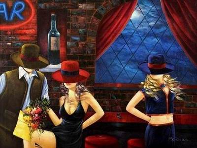 Cityscape oil painting